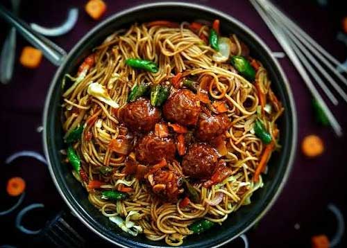 Manchurian Chicken Chow Mein Noodles